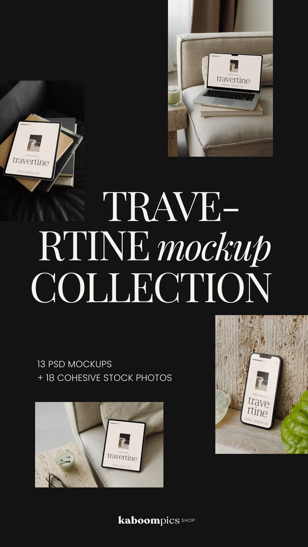 Travertine Mockup Collection Travertine PSDMockup Collection